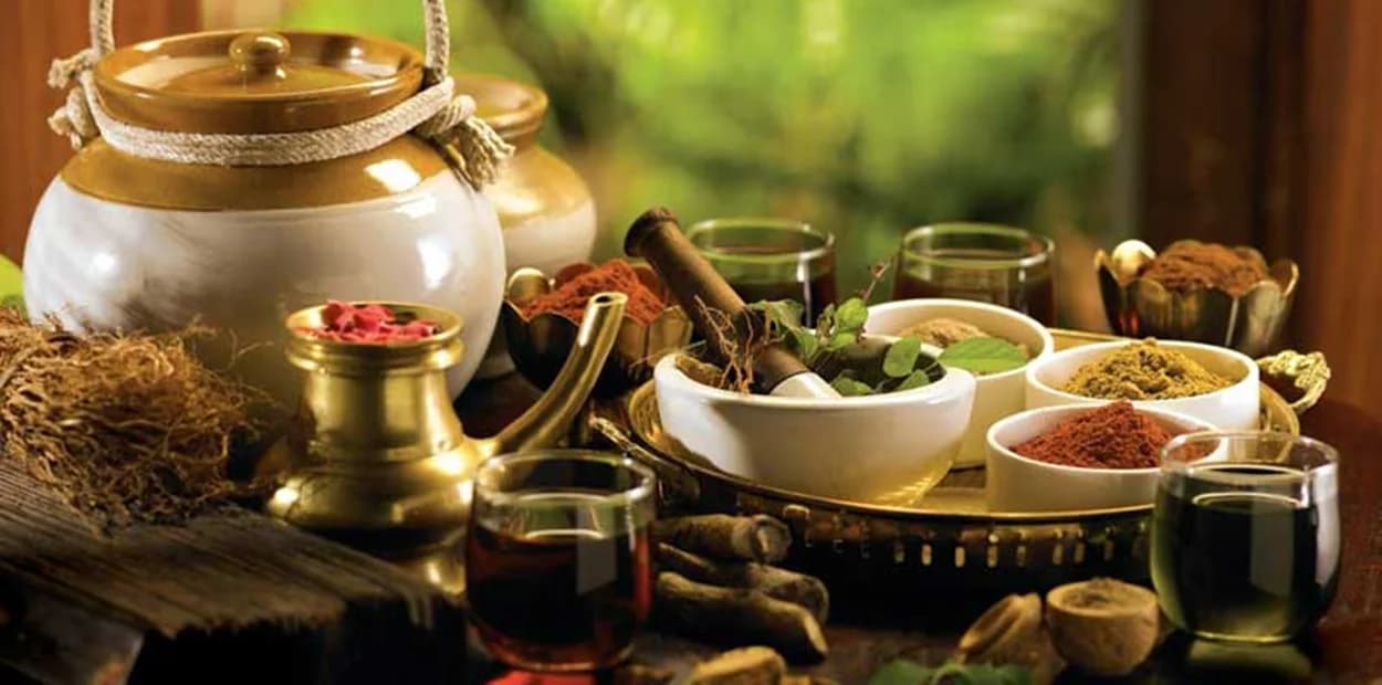 Traditional Ayurveda therapy at a wellness retreat in Kerala